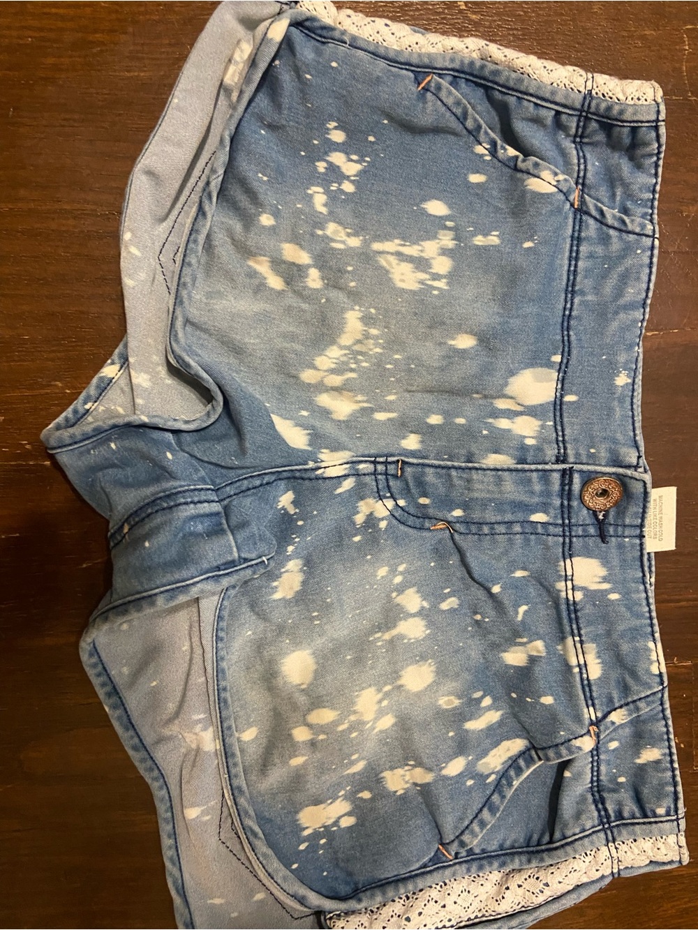 Hydraulic Light Blue Bleached Denim Jean Shorts